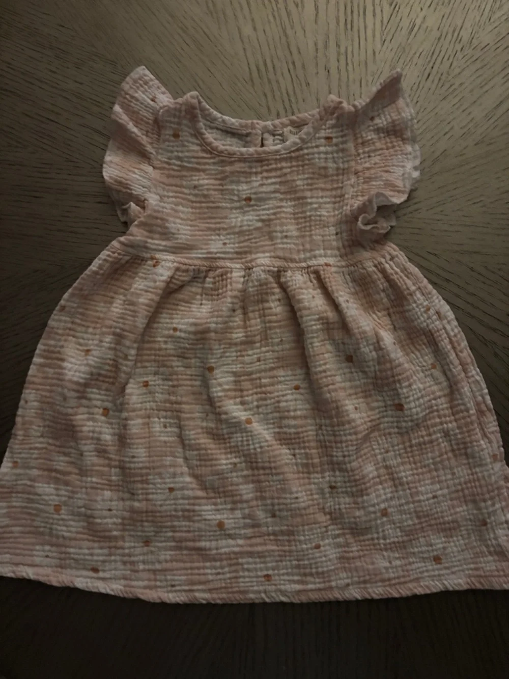 Rabbit + Bear Organic Pink Muslin Flutter-Sleeve Dress